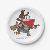 Funny Cartoon Cowboy Bandit Robber Pappteller (Vorderseite)