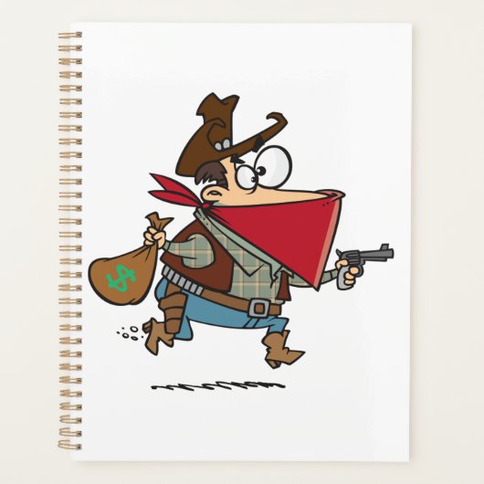 Funny Cartoon Cowboy Bandit Robber Planer (Vorderseite)