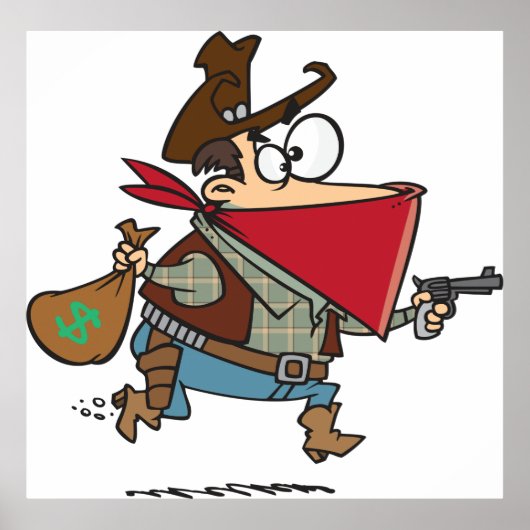 Funny Cartoon Cowboy Bandit Robber Poster (Vorne)