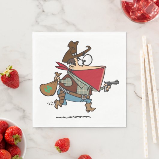 Funny Cartoon Cowboy Bandit Robber Serviette (Beispiel)
