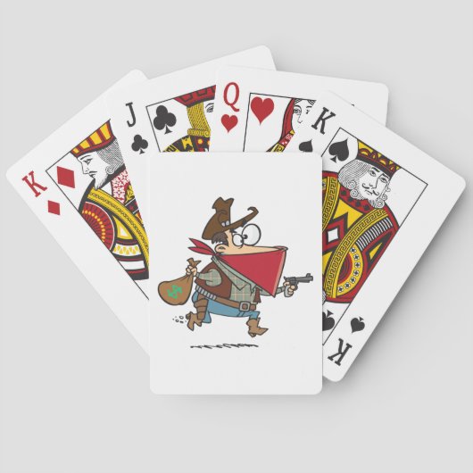 Funny Cartoon Cowboy Bandit Robber Spielkarten (Rückseite)
