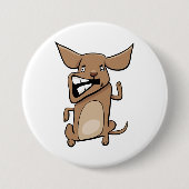 Funny Cartoon Crazy Dog Unglaublich witzig Niedlic Button (Vorderseite)