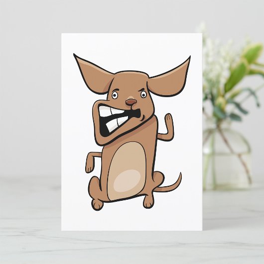 Funny Cartoon Crazy Dog Unglaublich witzig Niedlic Einladung