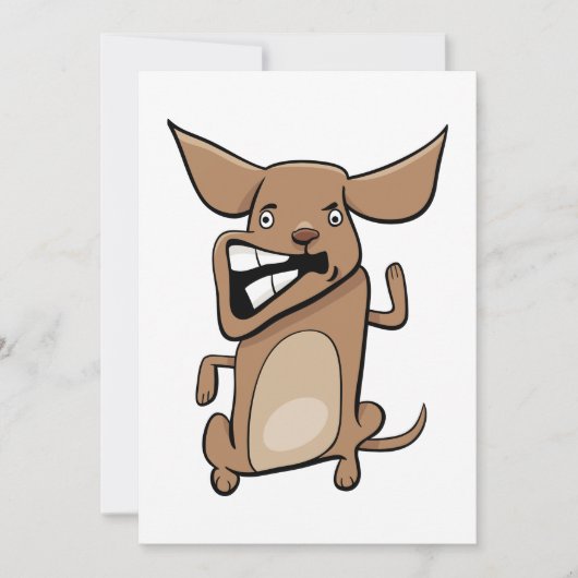 Funny Cartoon Crazy Dog Unglaublich witzig Niedlic Einladung (Vorderseite)