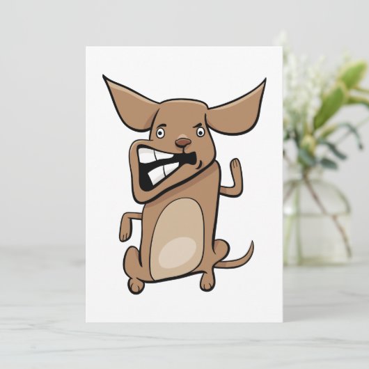 Funny Cartoon Crazy Dog Unglaublich witzig Niedlic Einladung (Stehend Vorderseite)