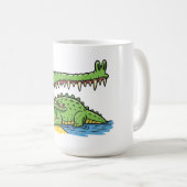Funny Cartoon Crocodile mit großem Lächeln Kaffeetasse (VorderseiteRechts)