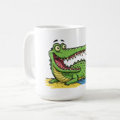 Funny Cartoon Crocodile mit großem Lächeln Kaffeetasse (Vorderseite Links)