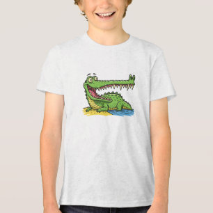 Funny Cartoon Crocodile mit großem Lächeln Tri-Blend Shirt