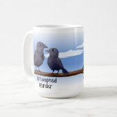 Funny Cartoon Crow Pun Joke versucht Mord Kaffeetasse (Vorderseite Links)
