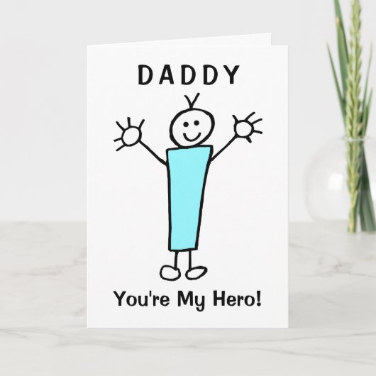 Funny Cartoon Daddy Hero Blue Father's Day Karte (Vorderseite)