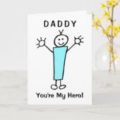 Funny Cartoon Daddy Hero Blue Father's Day Karte (Gelbe Blume)