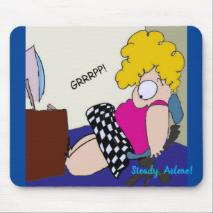 Funny Cartoon Dieting While Back at Work or School Mousepad