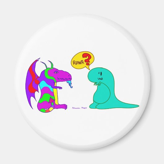 Funny Cartoon Dinos Niedlich Dinosaur Dragon Rawr? Magnet (Vorne)