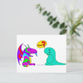Funny Cartoon Dinos Niedlich Dinosaur Dragon Rawr? Postkarte (Stehend Vorderseite)