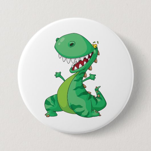 Funny Cartoon Dinosaur Roaring T-Rex Button (Vorderseite)