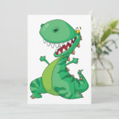 Funny Cartoon Dinosaur Roaring T-Rex Einladung (Stehend Vorderseite)