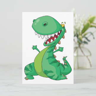 Funny Cartoon Dinosaur Roaring T-Rex Einladung