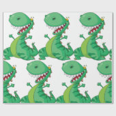 Funny Cartoon Dinosaur Roaring T-Rex Geschenkpapier (Flach)