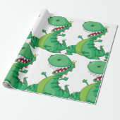 Funny Cartoon Dinosaur Roaring T-Rex Geschenkpapier (Ungerollt)
