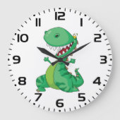Funny Cartoon Dinosaur Roaring T-Rex Große Wanduhr (Vorderseite)