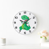 Funny Cartoon Dinosaur Roaring T-Rex Große Wanduhr