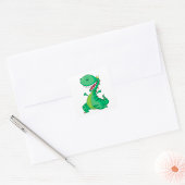 Funny Cartoon Dinosaur Roaring T-Rex Quadratischer Aufkleber