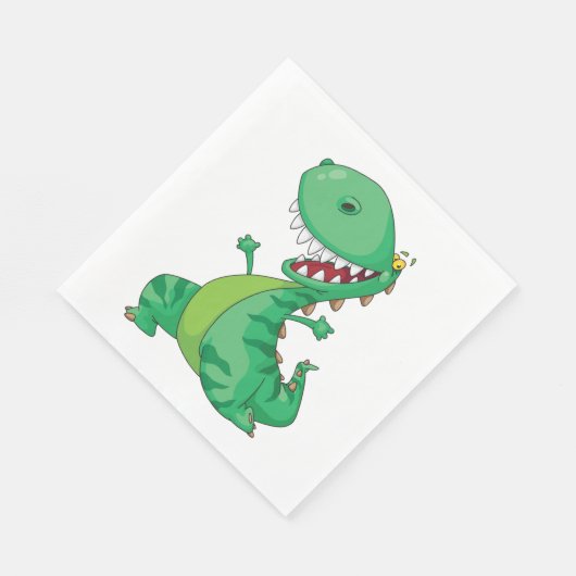 Funny Cartoon Dinosaur Roaring T-Rex Serviette (Ecke)