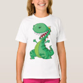 Funny Cartoon Dinosaur Roaring T-Rex T-Shirt (Vorderseite)