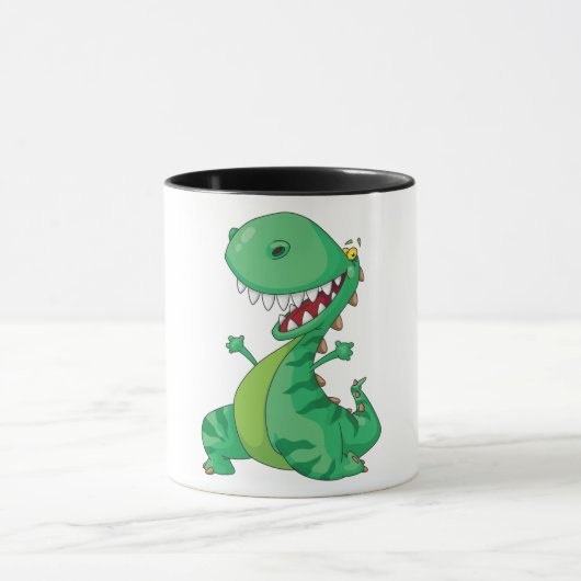 Funny Cartoon Dinosaur Roaring T-Rex Tasse (Zentrum)