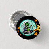 FUNNY CARTOON DISCO ALIEN ROUND BUTTON (Vorne & Hinten)