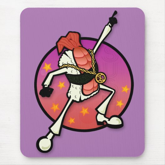 FUNNY CARTOON DISCO SUSHI GRAFIK MOUSE PAD MOUSEPAD (Vorne)