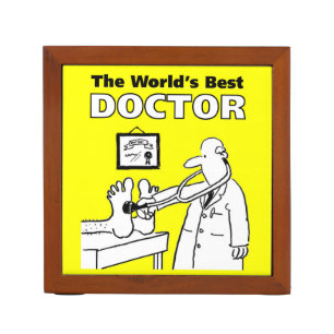 Funny Cartoon Doctor mit Stethoscope & Patient Stifthalter