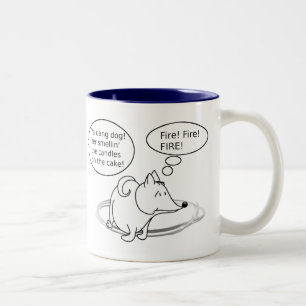 Funny Cartoon Dog Birthday Zweifarbige Tasse