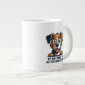 Funny Cartoon Dog Butler Quote Jumbo-Tasse (Vorderseite Rechts)