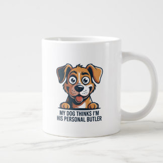 Funny Cartoon Dog Butler Quote Jumbo-Tasse