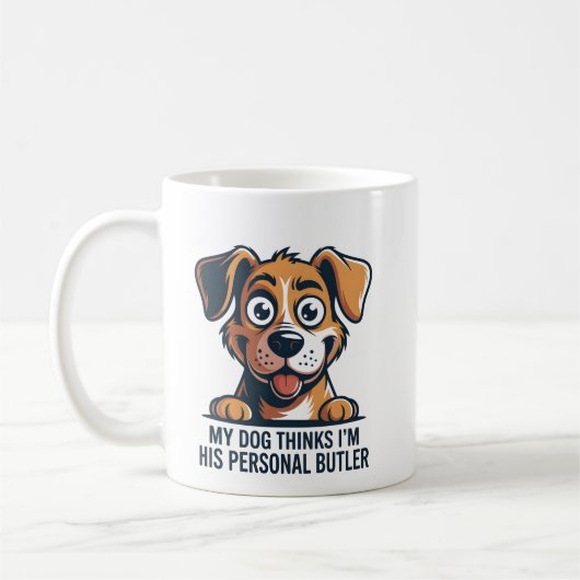 Funny Cartoon Dog Butler Quote Kaffeetasse (Links)