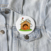 Funny Cartoon Dog Cat and Chicken on Doghouse Button (Beispiel)