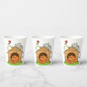 Funny Cartoon Dog Cat and Chicken on Doghouse Pappbecher