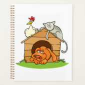 Funny Cartoon Dog Cat and Chicken on Doghouse Planer (Vorderseite)