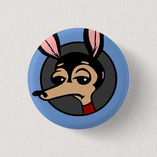 FUNNY CARTOON DOG GRAPHIC ROUND BUTTON (Vorderseite)