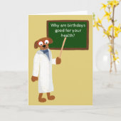Funny Cartoon Dog in Lab Coat Birthday Karte (Gelbe Blume)