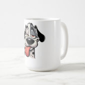 funny cartoon dog mug with tongue out kaffeetasse (VorderseiteRechts)