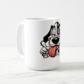 funny cartoon dog mug with tongue out kaffeetasse (Vorderseite Links)