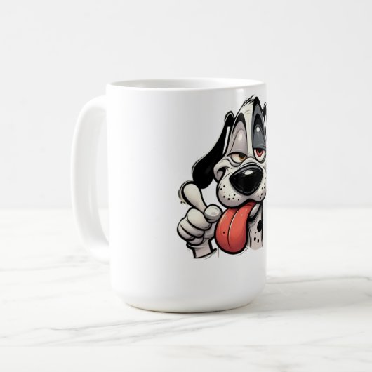 funny cartoon dog mug with tongue out kaffeetasse (Vorderseite Links)