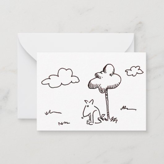 Funny Cartoon Dog Under Tree Drawing Mitteilungskarte (Vorderseite)