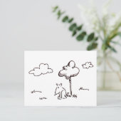 Funny Cartoon Dog Under Tree Drawing Post Card Postkarte (Stehend Vorderseite)