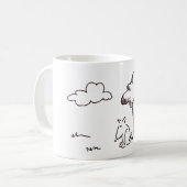 Funny Cartoon Dog Under Tree Line Drawing Kaffeetasse (Vorderseite Links)