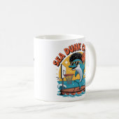 Funny Cartoon Dolphin Dunking Basketball Afro Kaffeetasse (VorderseiteRechts)