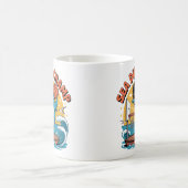 Funny Cartoon Dolphin Dunking Basketball Afro Kaffeetasse (Mittel)
