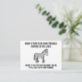 Funny Cartoon Donkey Bad Parkschein Hinweiskarte (Stehend Vorderseite)